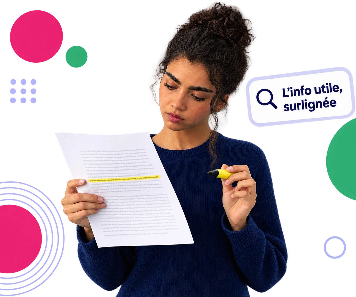 Candidate qui surligne l'information utile d'un texte
