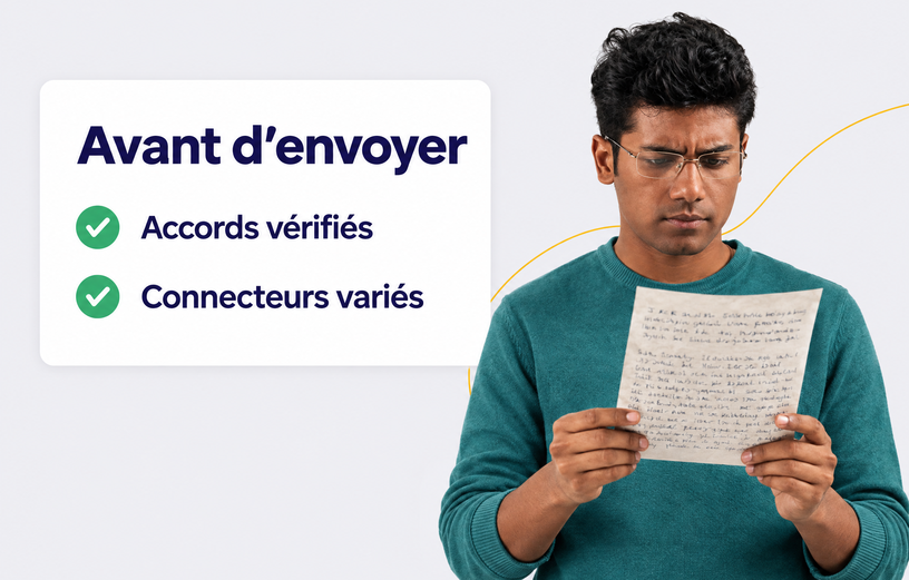 Candidat qui relit sa production avant de l'envoyer