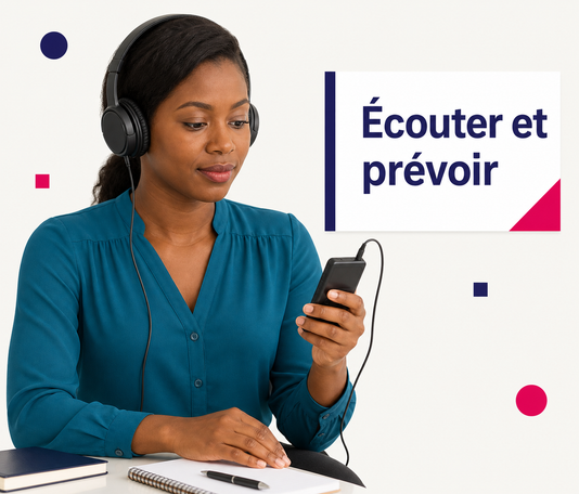Candidate écoutant activement un audio et anticipant les questions du TCF