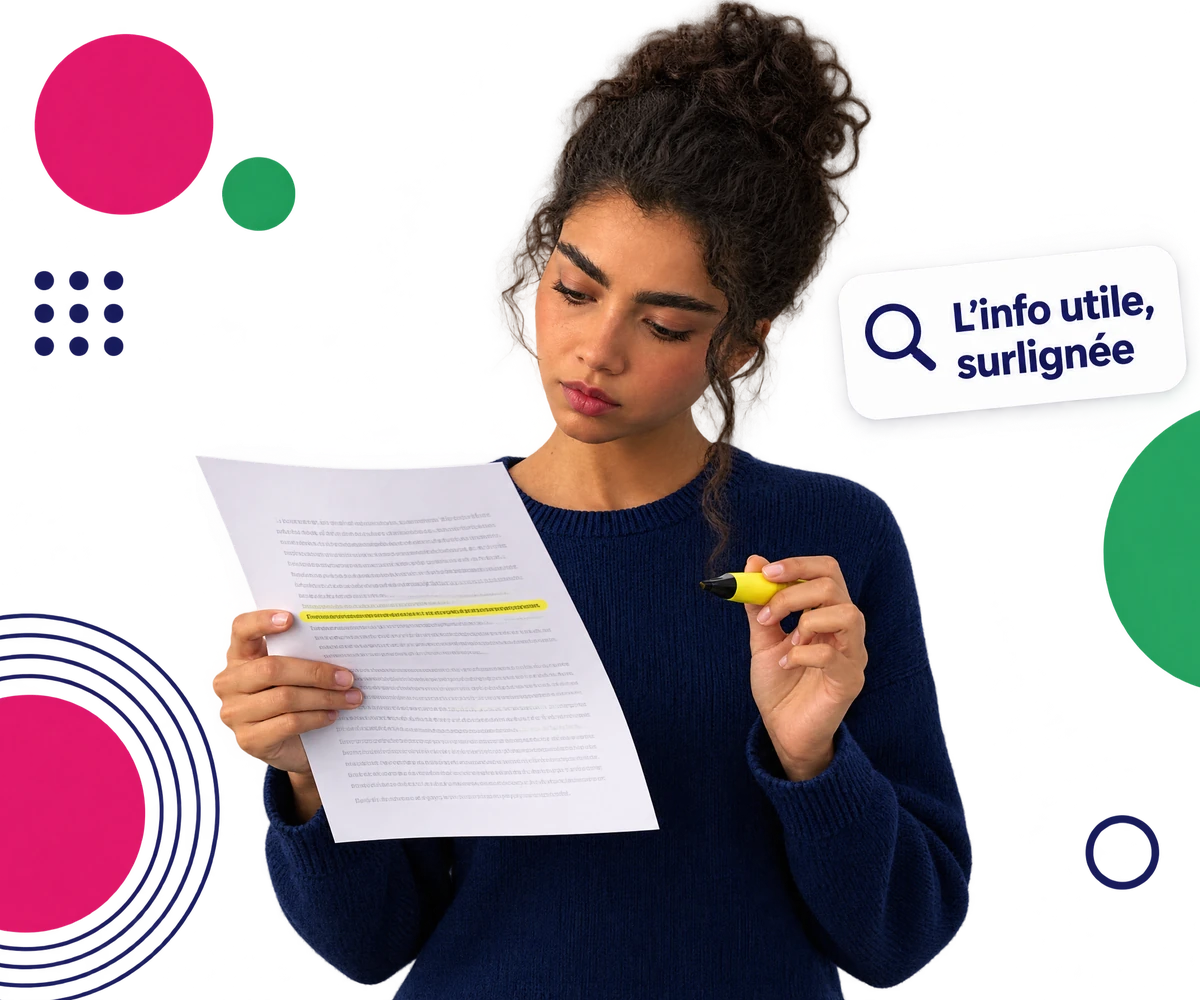 Candidate qui surligne l'information utile d'un texte